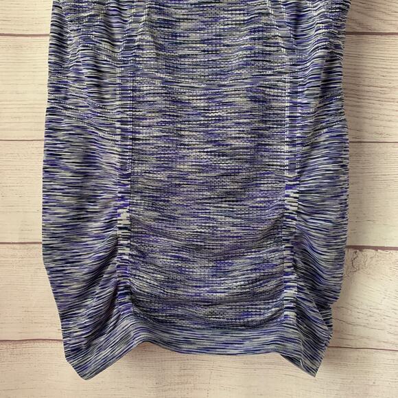 Athleta Blue Space Dye Sleeveless Athletic Shirt Ruched Bottom - Picture 6 of 10
